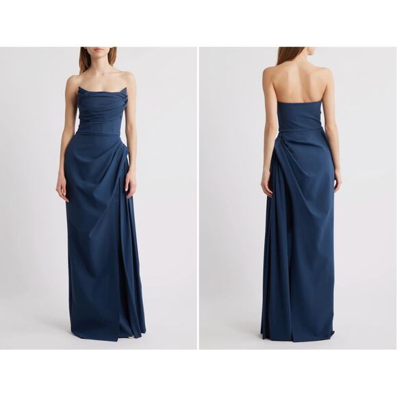 Chiara Boni La Petite Robe Dresses & Skirts - Chiara Boni La Petite Robe Dotai Strapless Gown Arctic Blue Womens IT 42